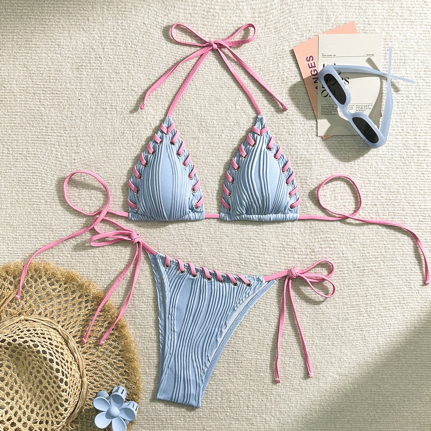Opale Sable Bikini — overhead shot — Opale & Co. women's bikini swimwear